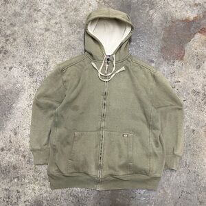 Dickies Fleece Zip Up Hoodie Men’s Large Faded Green Streetwear Warm Casual